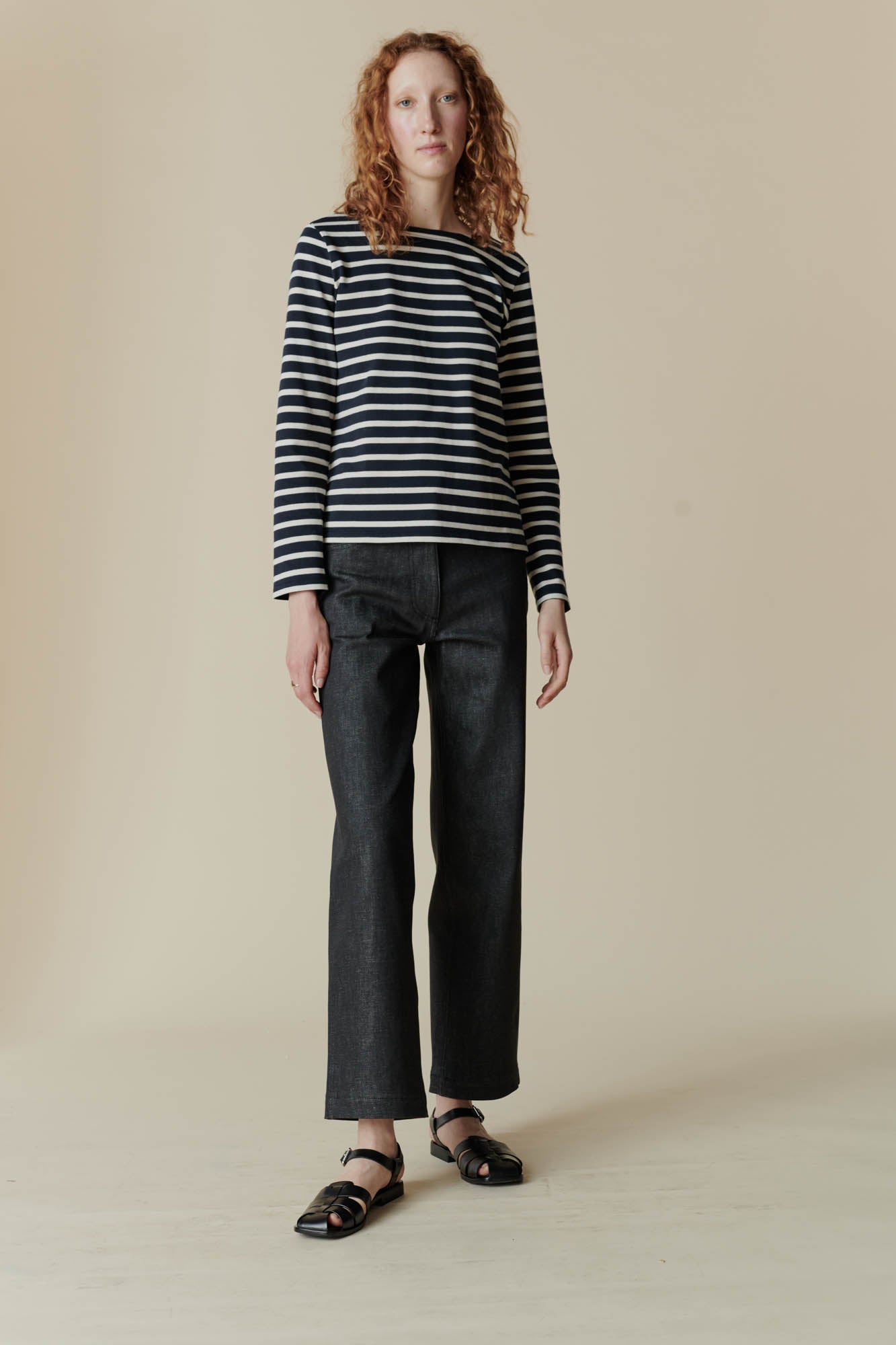Female wearing work jean in black