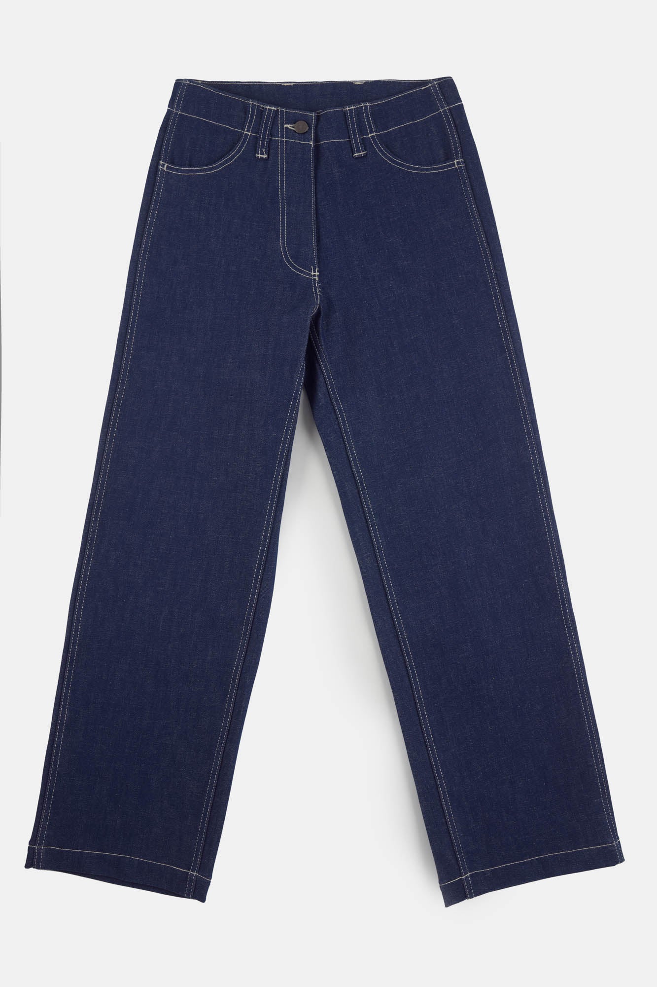 Women's work jean blue flatlay
