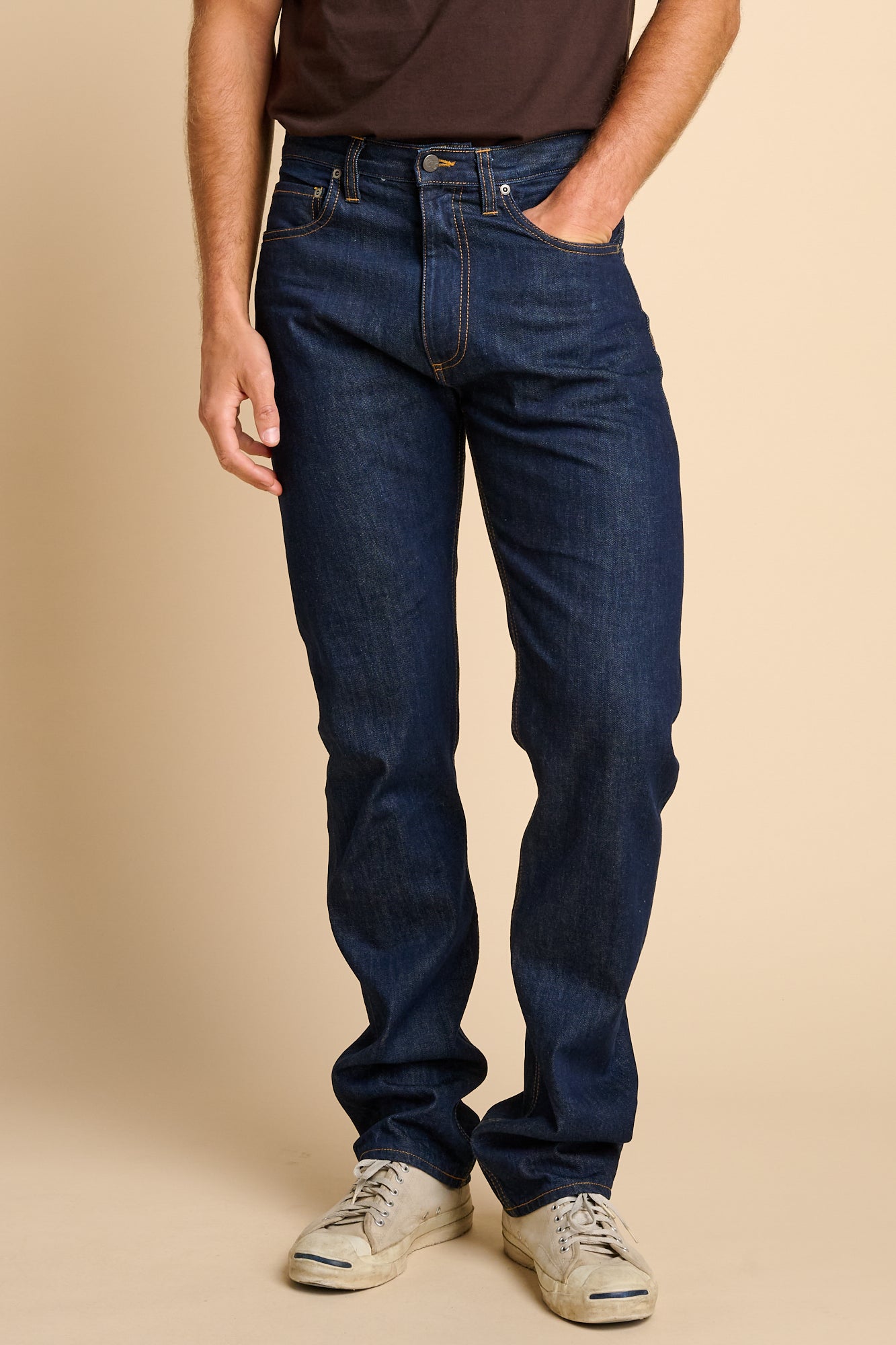 Men's Straight Cut Selvedge Denim Five Pocket Jean - Rinse