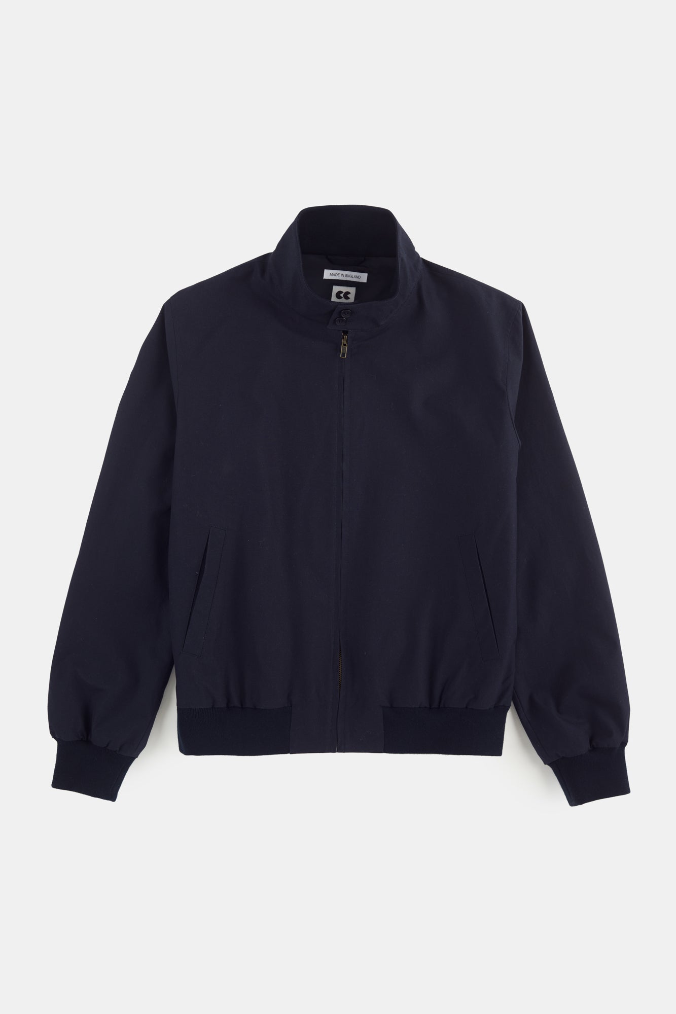Men's Harrington jacket in navy flatlay