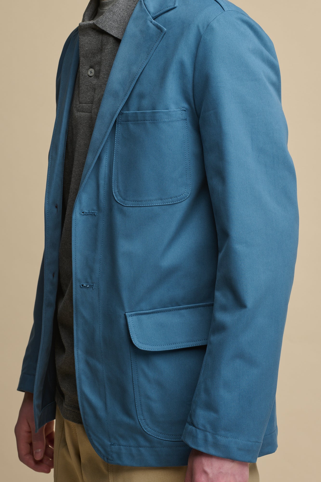 Image showing pocket details of Men's James Single Breasted Blazer in RAF Blue