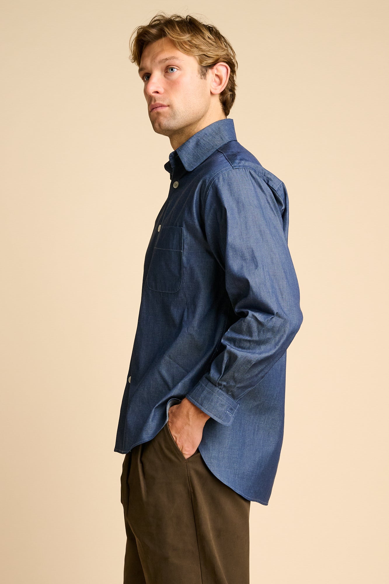 Mens Lightweight Denim Jerome Shirt - Indigo