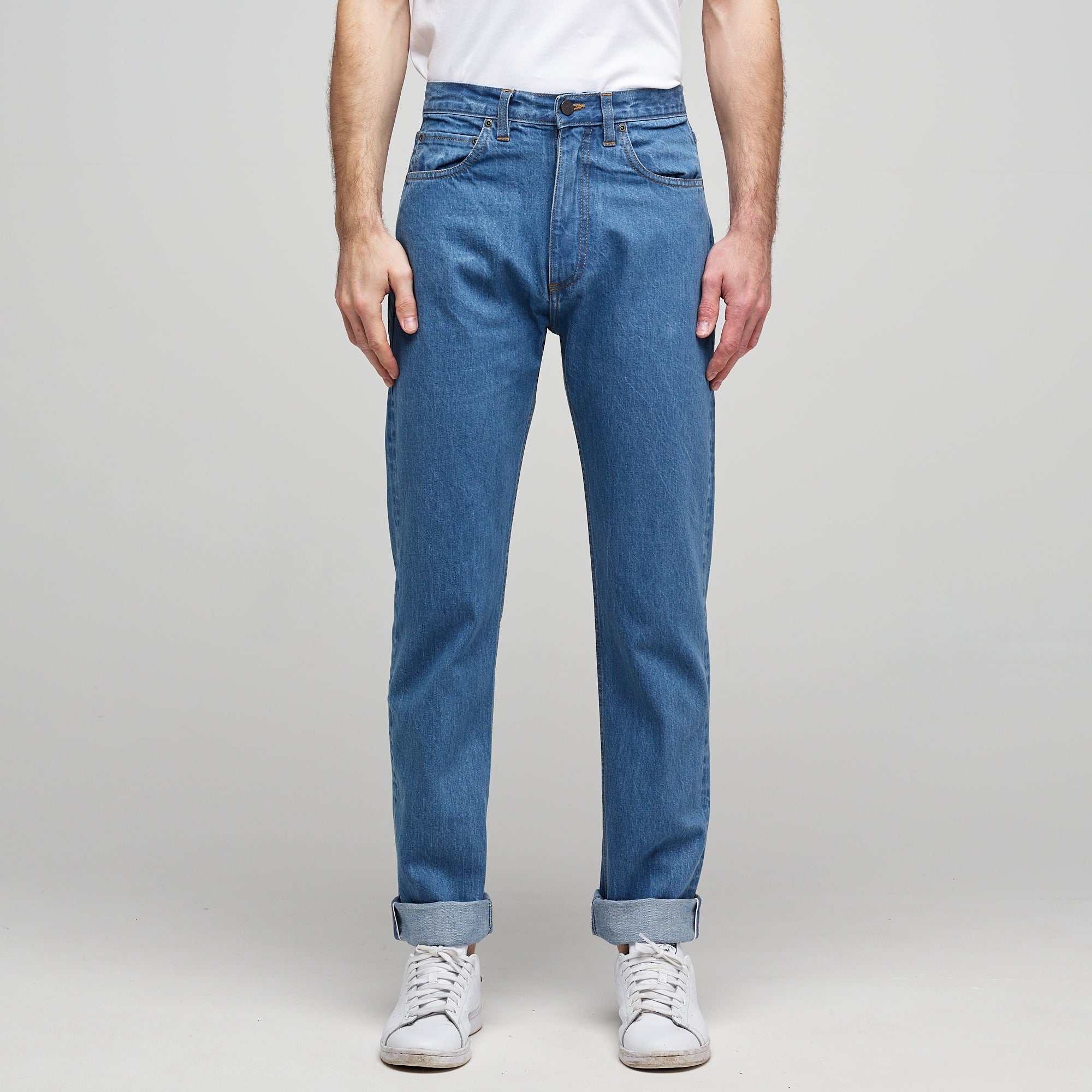 Men's Straight Cut Selvedge Denim Five Pocket Jean - Fade