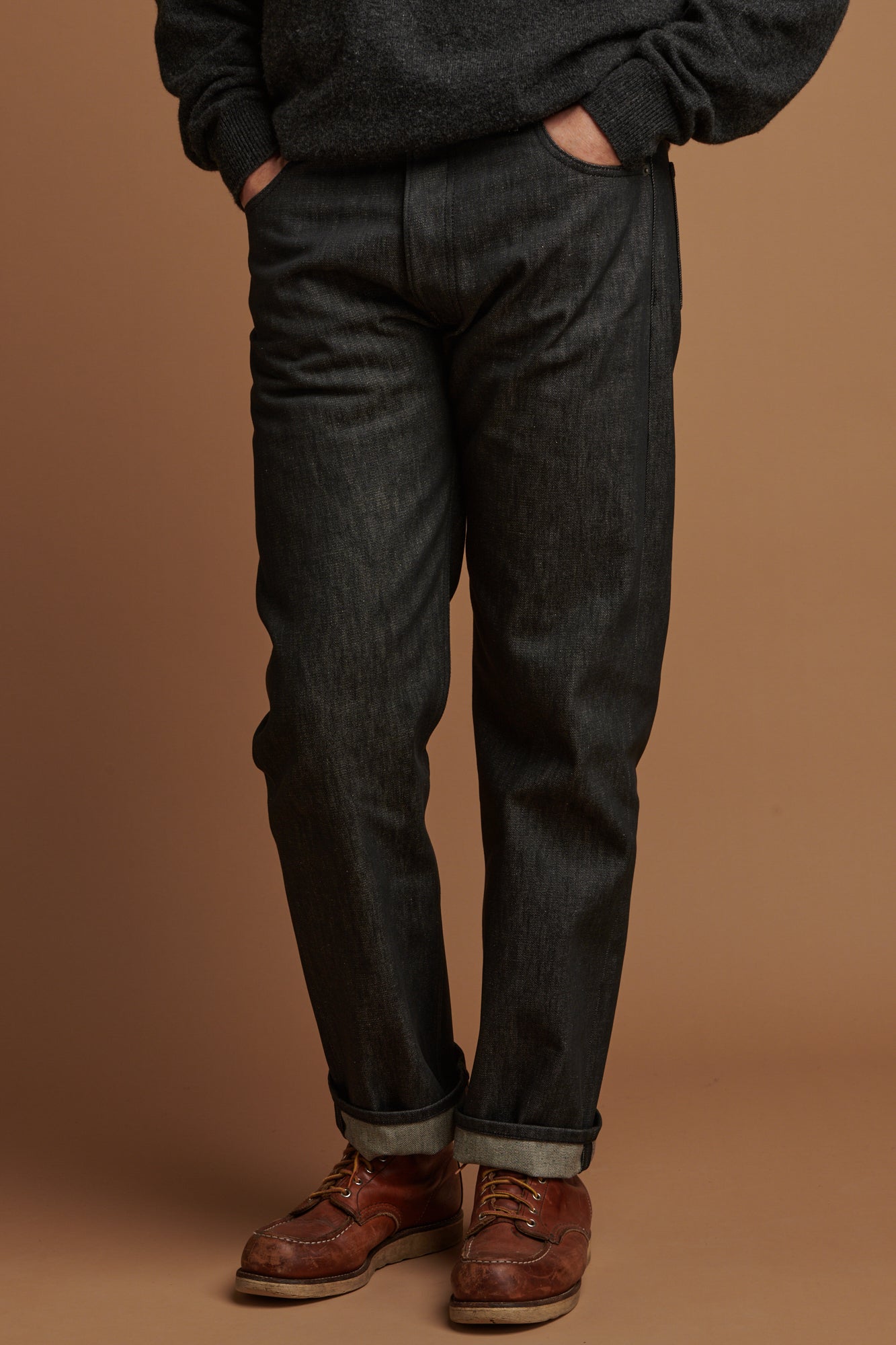Men's Selvedge Loose Fit Button Fly Arran Jean-Blk