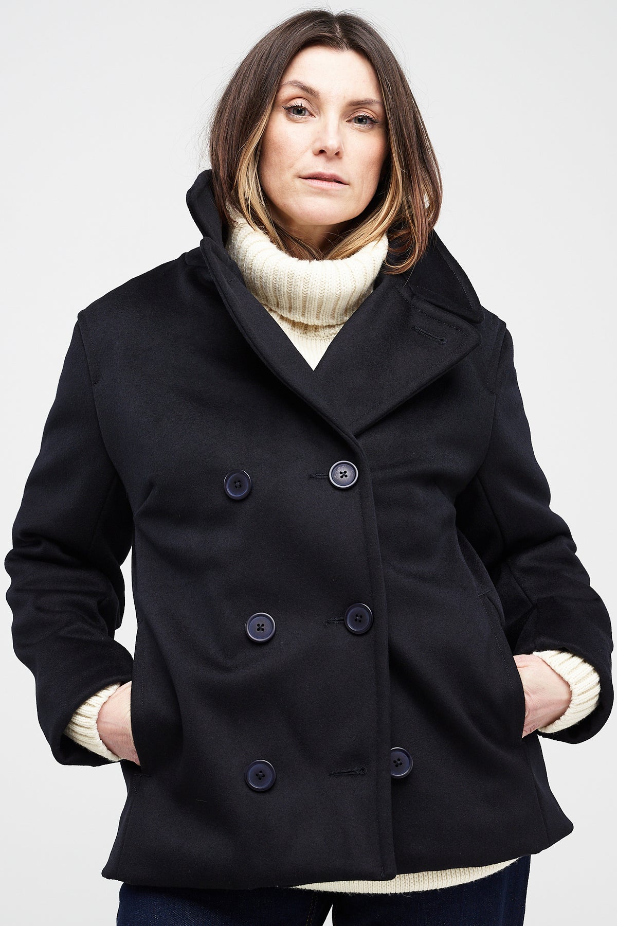 Women's Wool Peacoat - Dark Navy