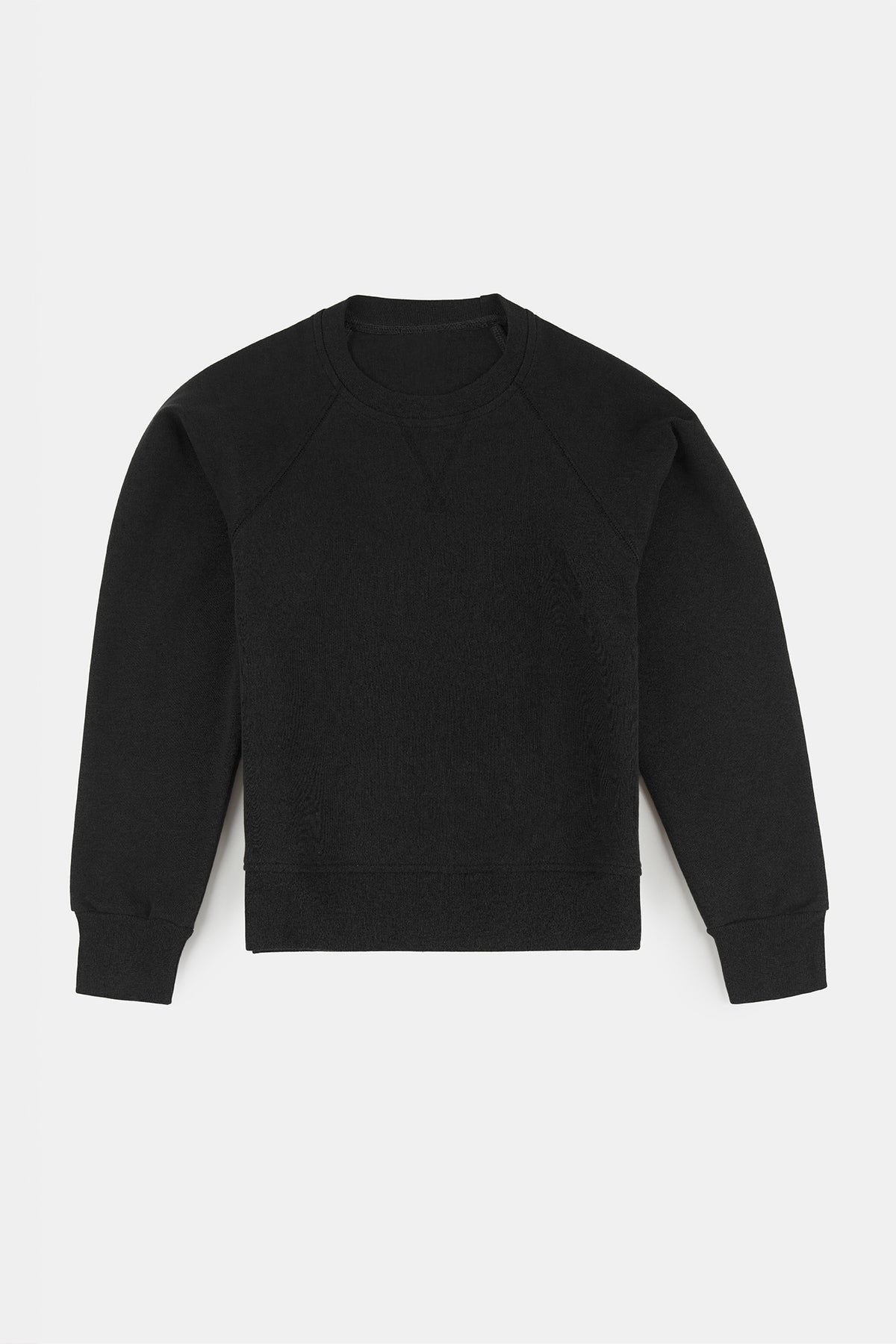 female black raglan sweatshirt flatlay