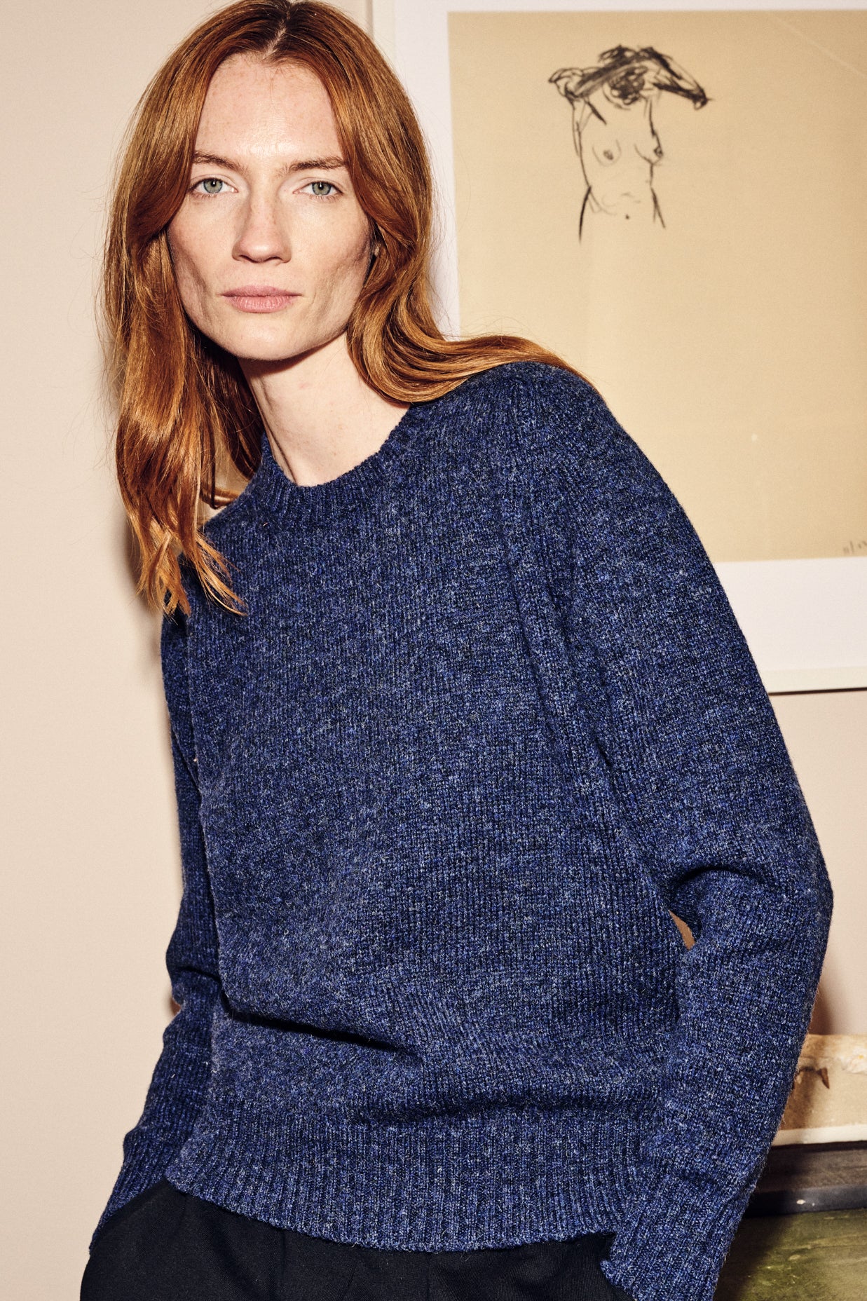 Women's Shetland Jumper - Denim Dark