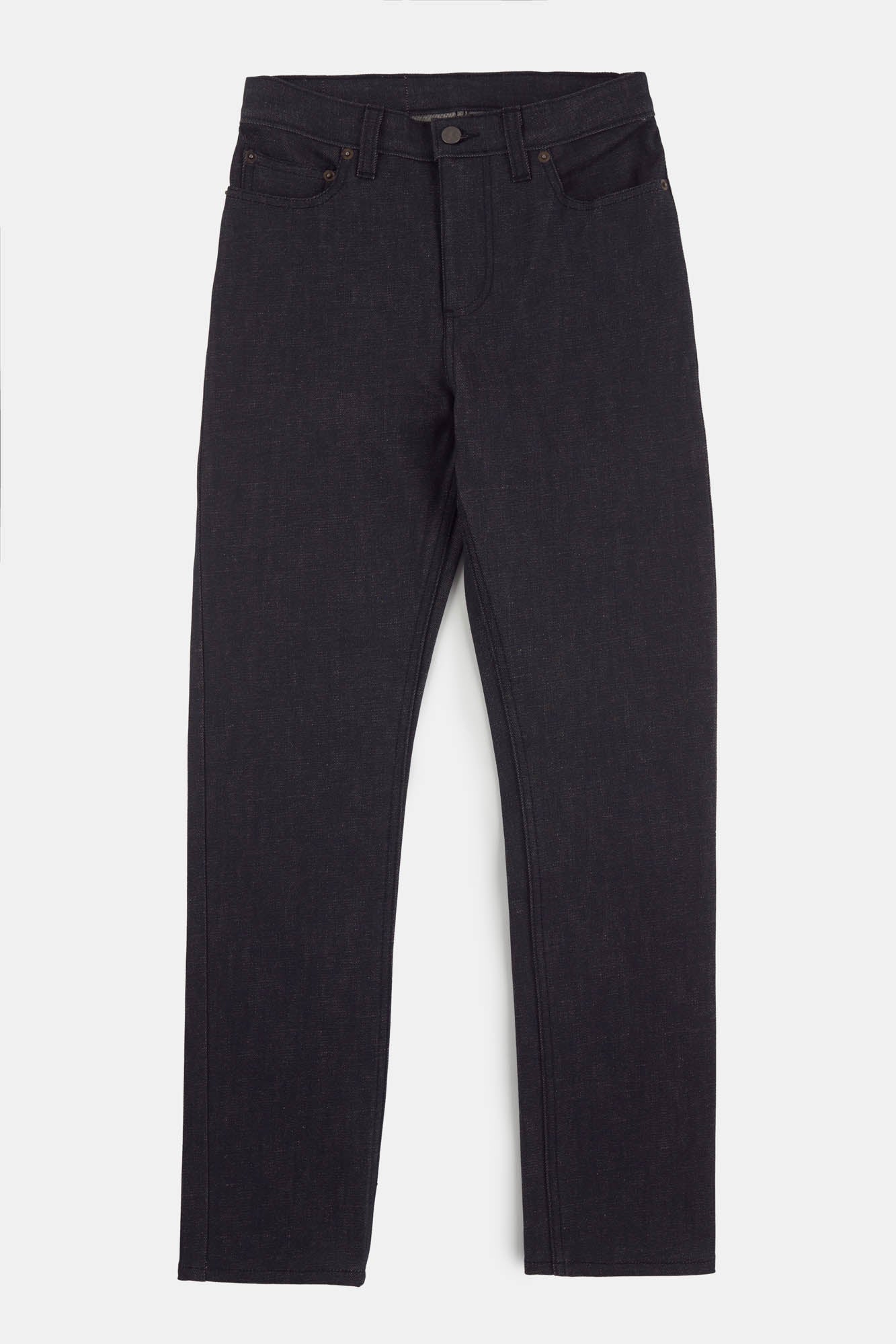 Women's straight leg high waist jeans in black flatlay