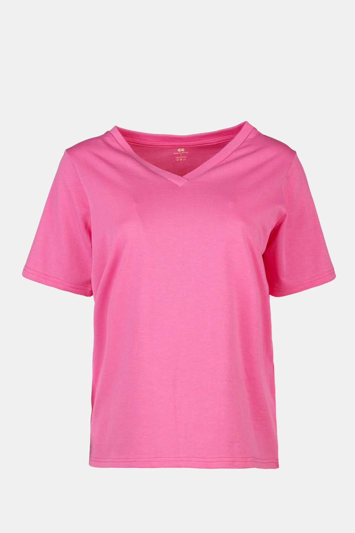 Women's Short Sleeve V-Neck T Shirt - Fuchsia Pink