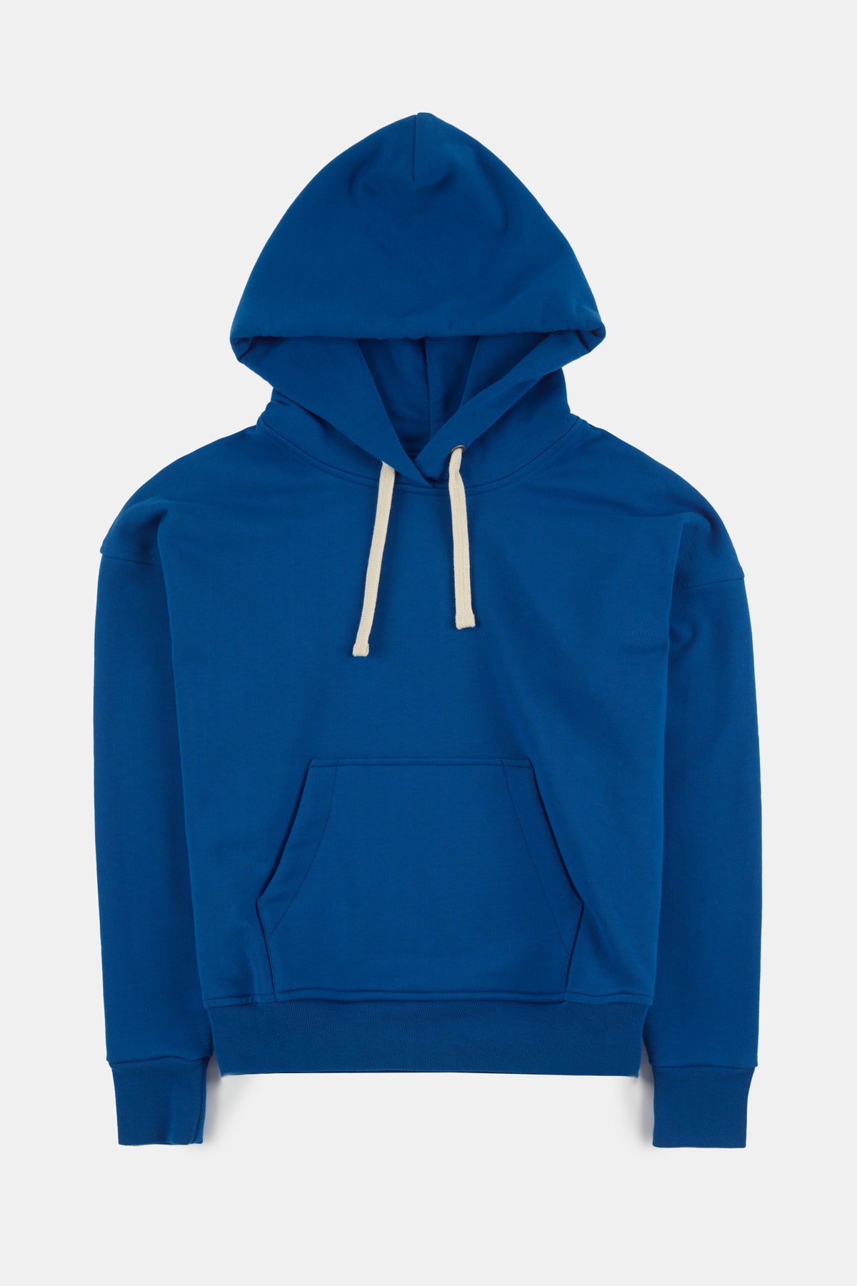 men's hooded sweatshirt in cobalt flatlay