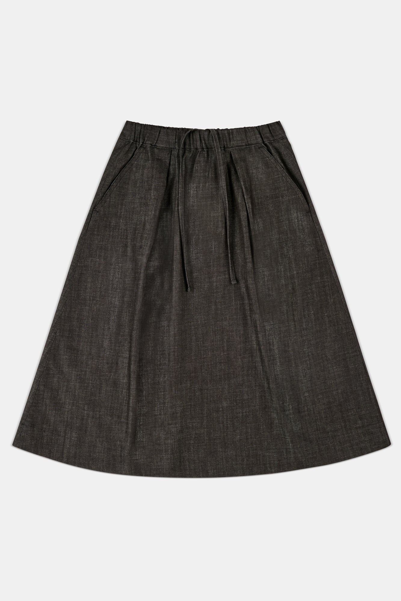 Lottie Full Denim Skirt - Black