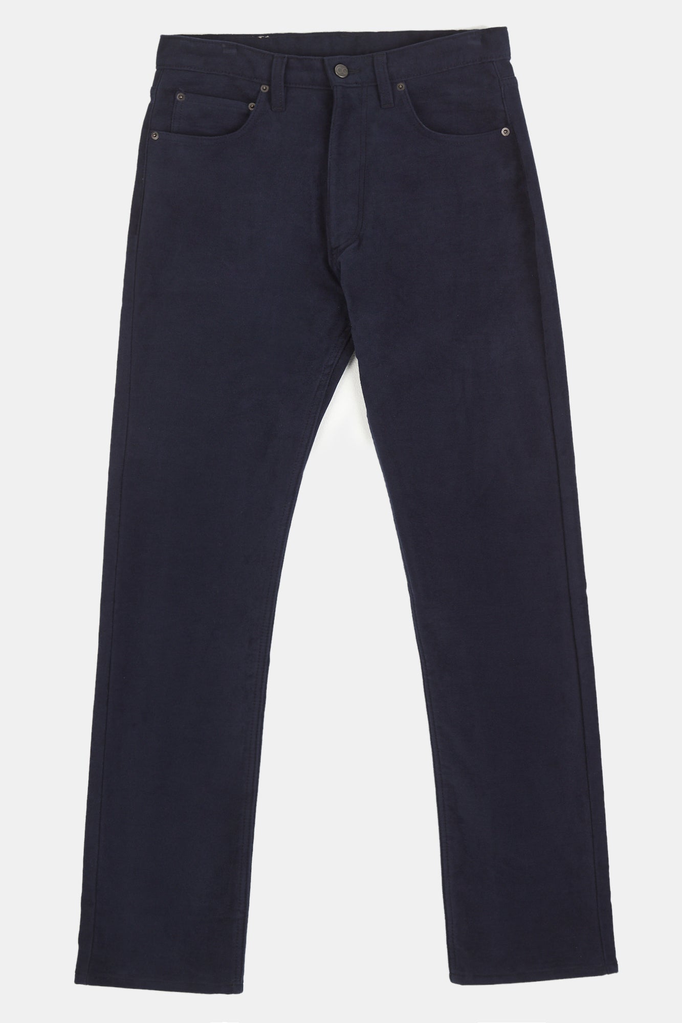 Men's Straight Cut 100% Cotton Moleskin Five Pocket Jeans - Navy