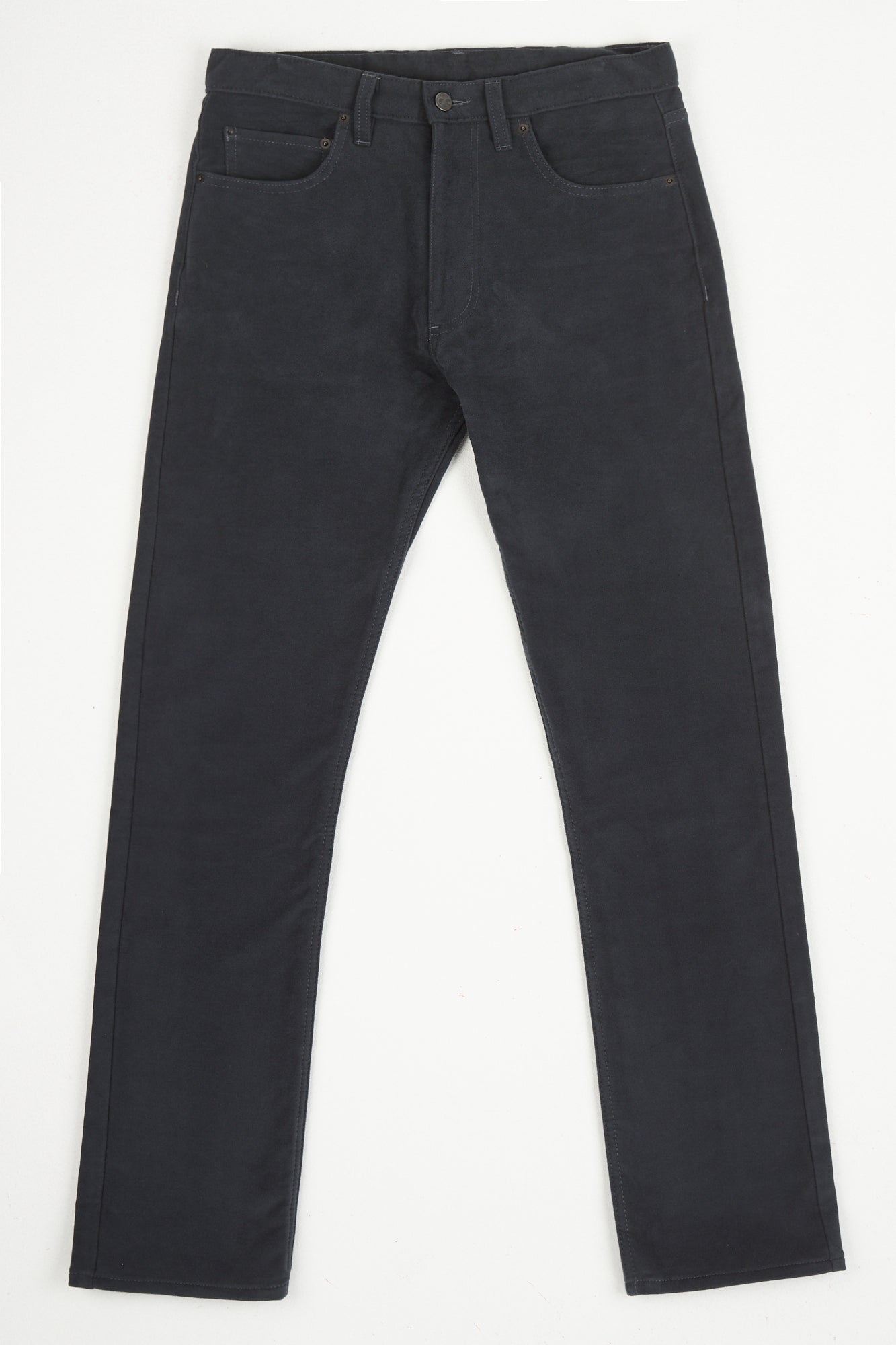 Men's Straight Cut 100% Cotton Moleskin Five Pocket Jeans - Slate Grey