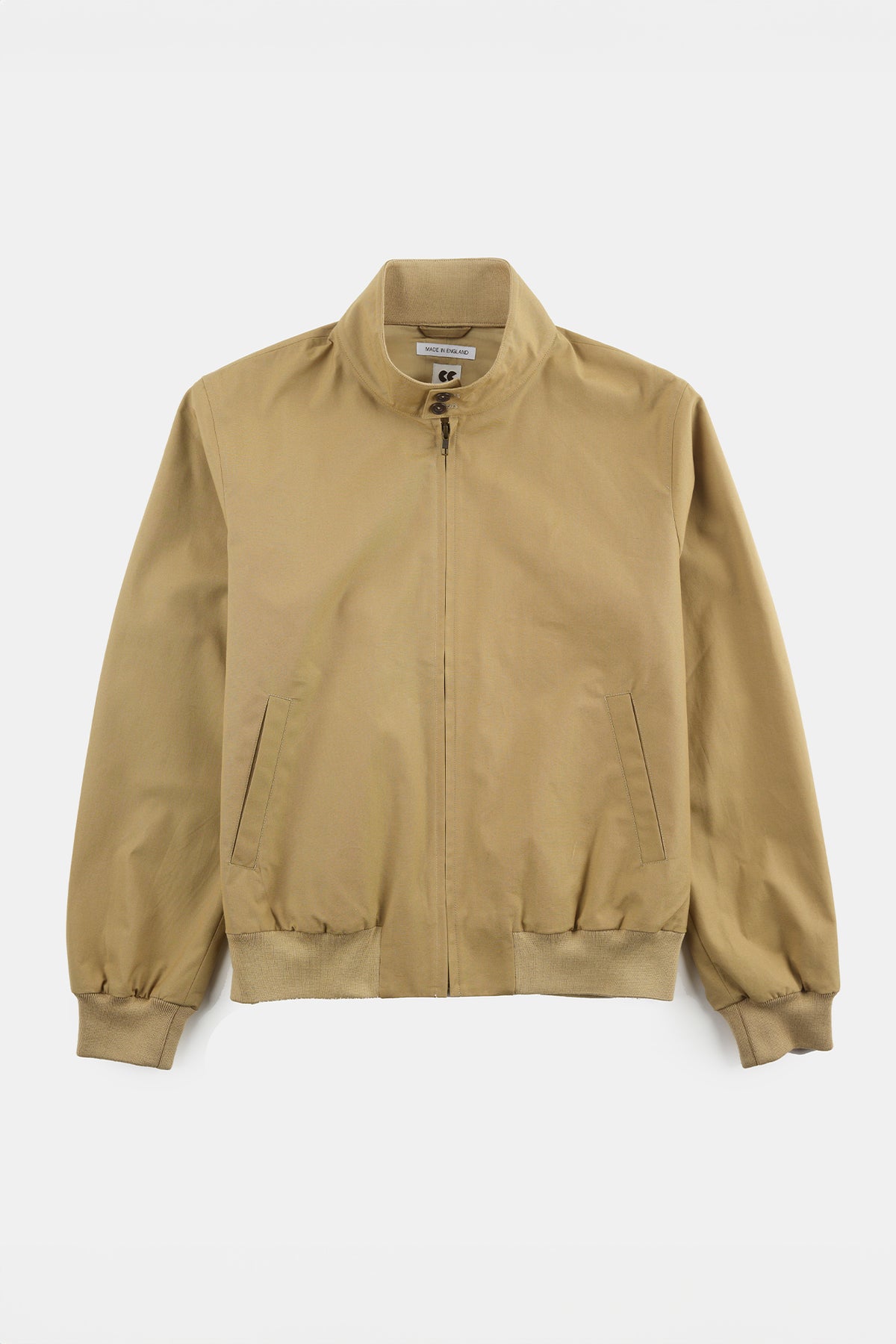 flatlay image of men's harrington jacket in stone 