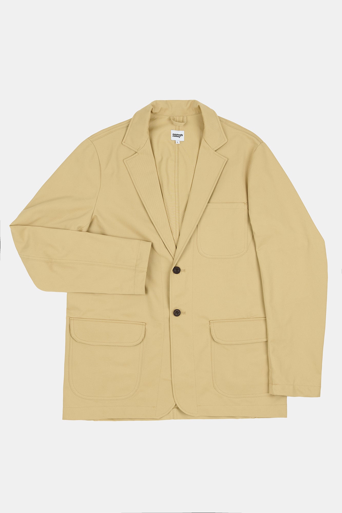 Flatlay product image of men's James single breasted blazer in stone
