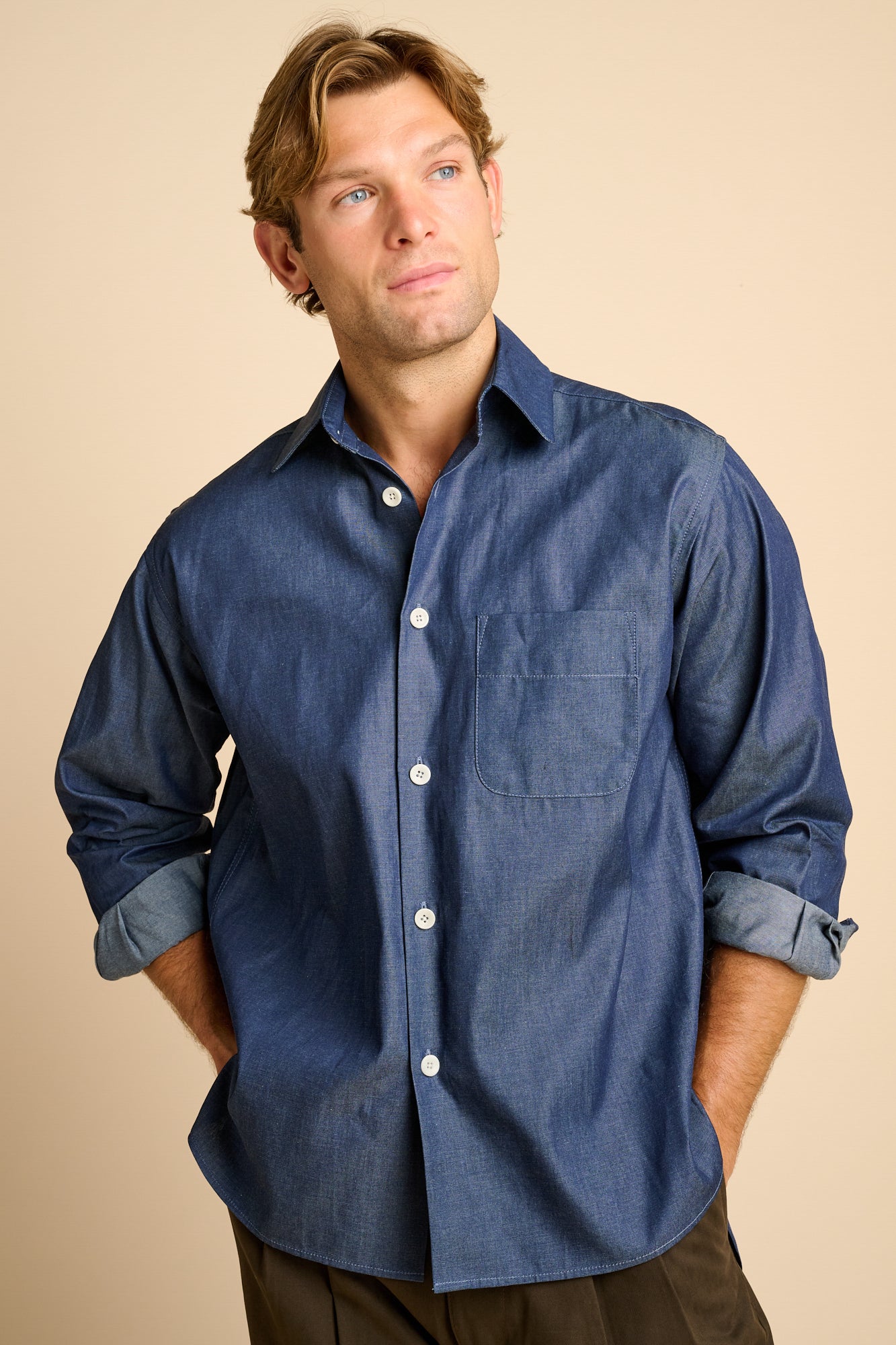 Mens Lightweight Denim Jerome Shirt - Indigo