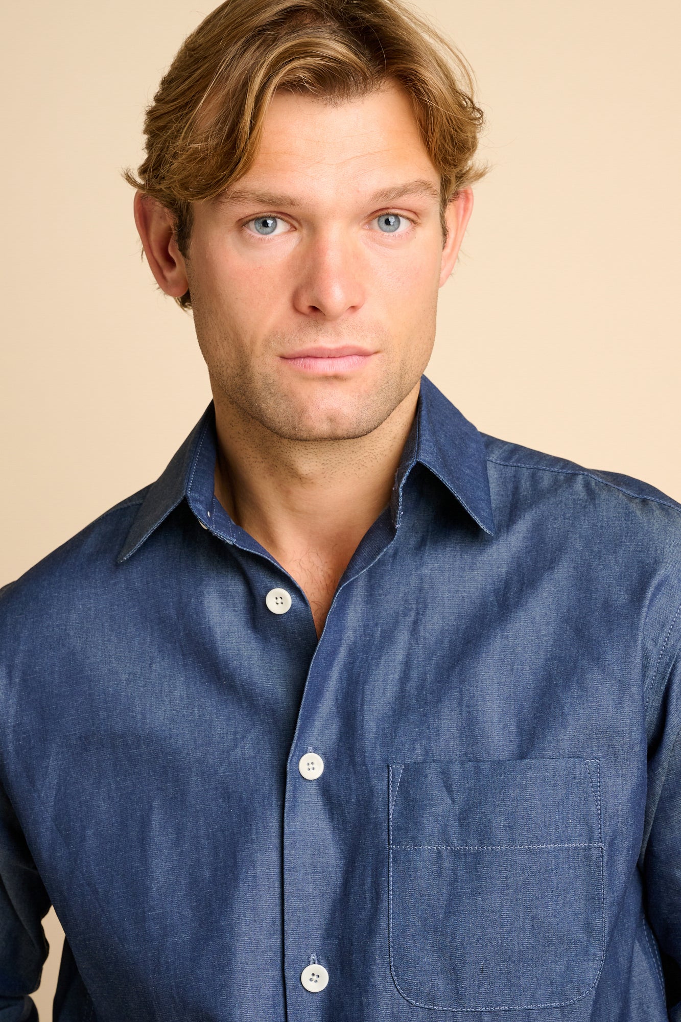 Mens Lightweight Denim Jerome Shirt - Indigo