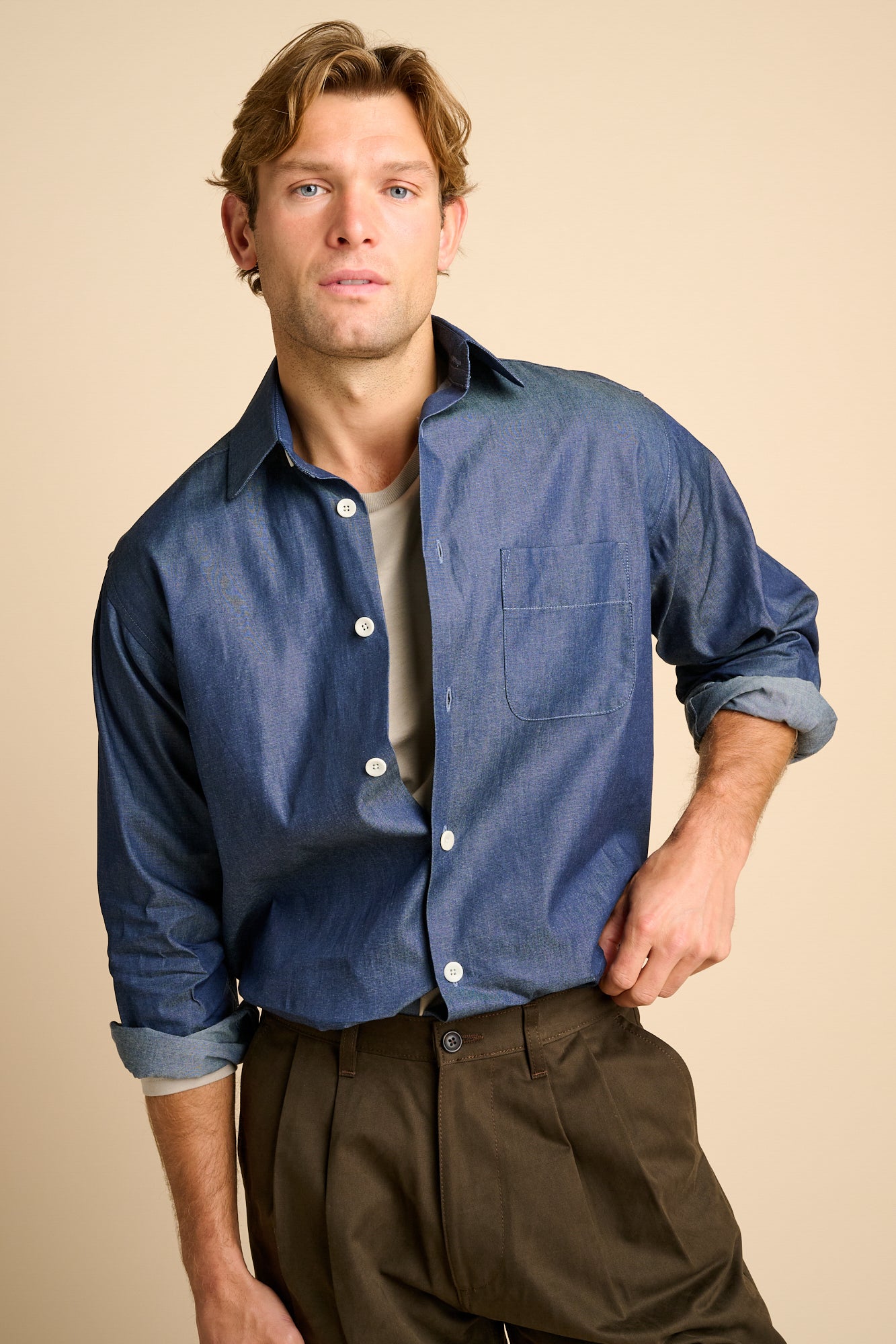 Mens Lightweight Denim Jerome Shirt - Indigo