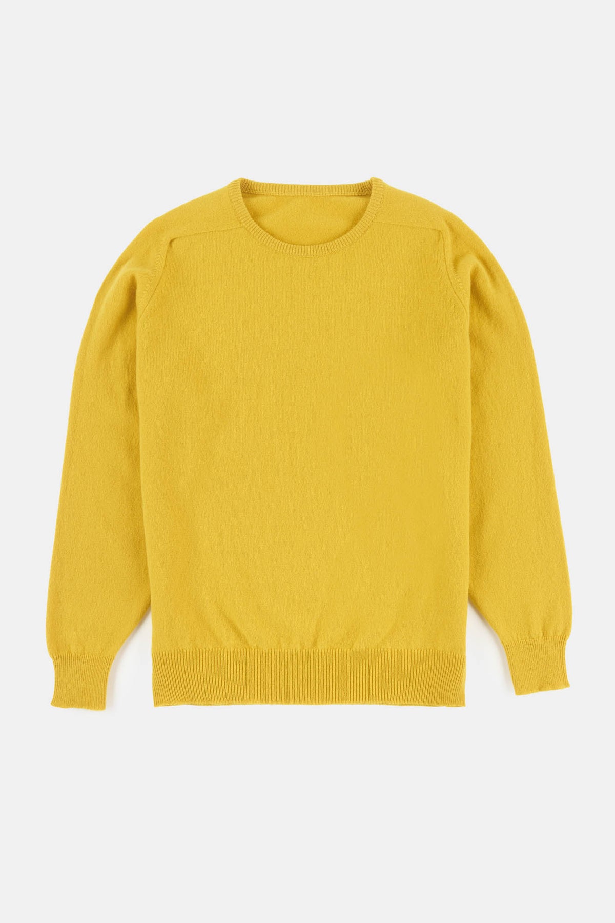 men's lambswool saddle shoulder crew neck in piccalilli yellow