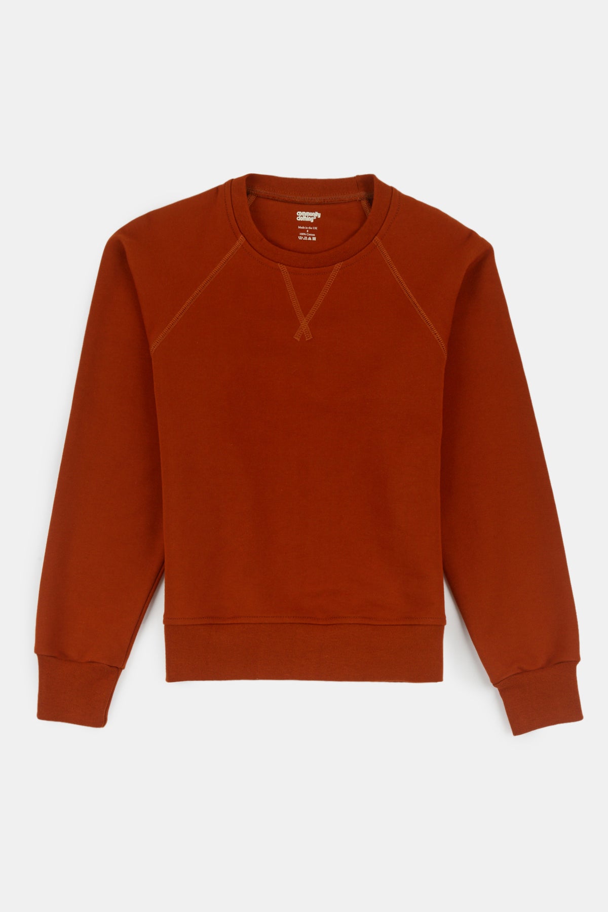 Flatlay image of men's raglan sweatshirt in cinnamon 