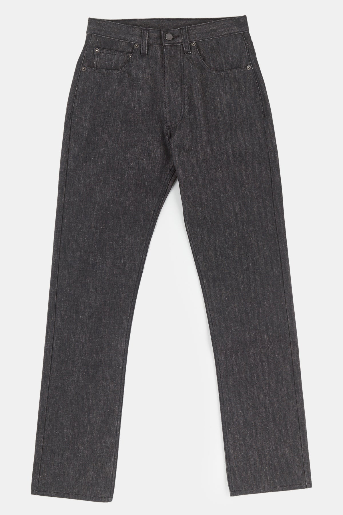 Flatlay image of men's straight cut jeans in black