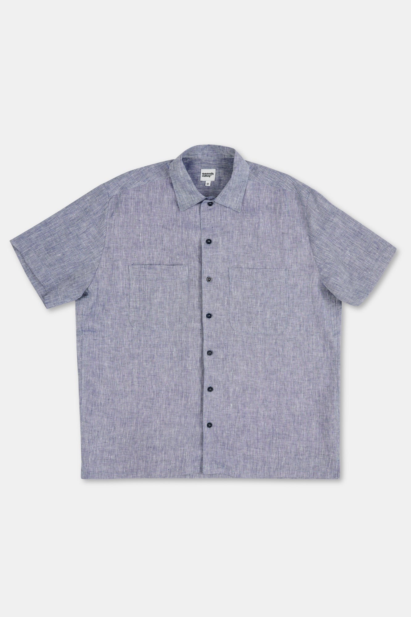 MARC LINEN SHORT SLEEVE BOWLING SHIRT - INDIGO