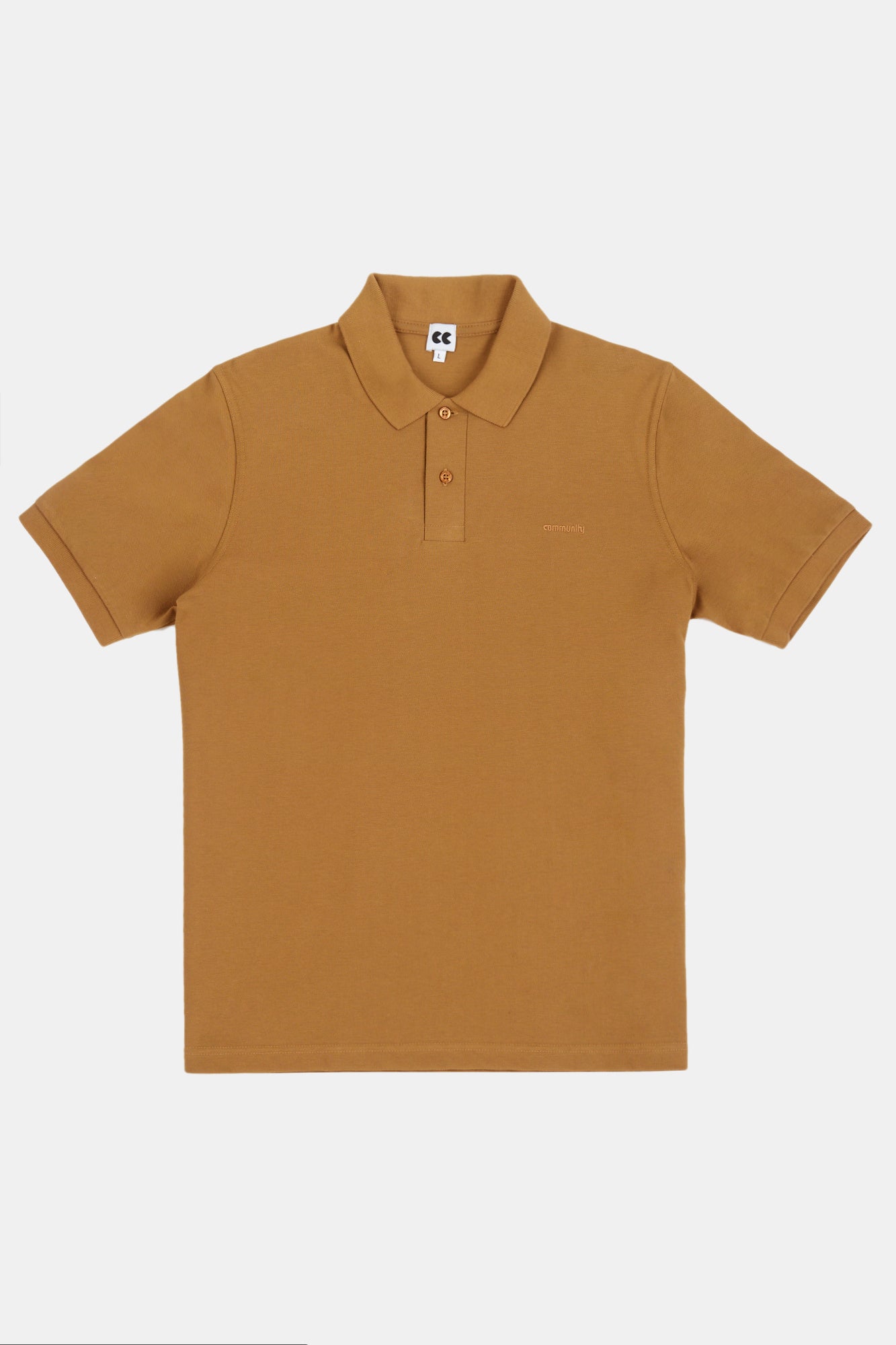 Short Sleeve Polo Shirt - Tan flat lay