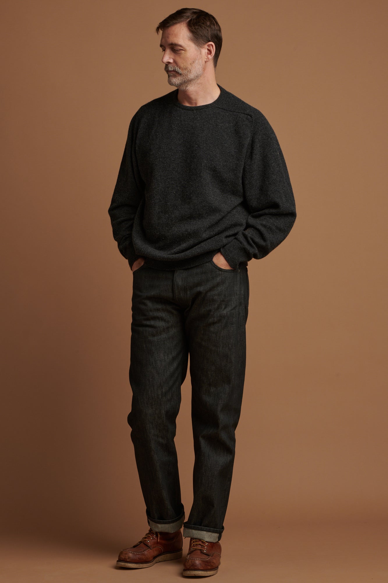 Men's Selvedge Loose Fit Button Fly Arran Jean-Blk