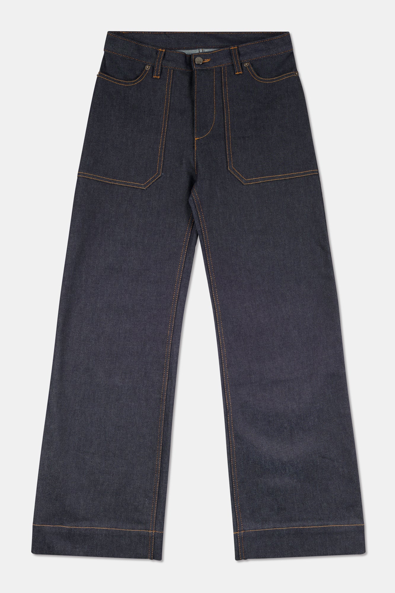 Flatlay image of women's high rise wide leg Linda jean.