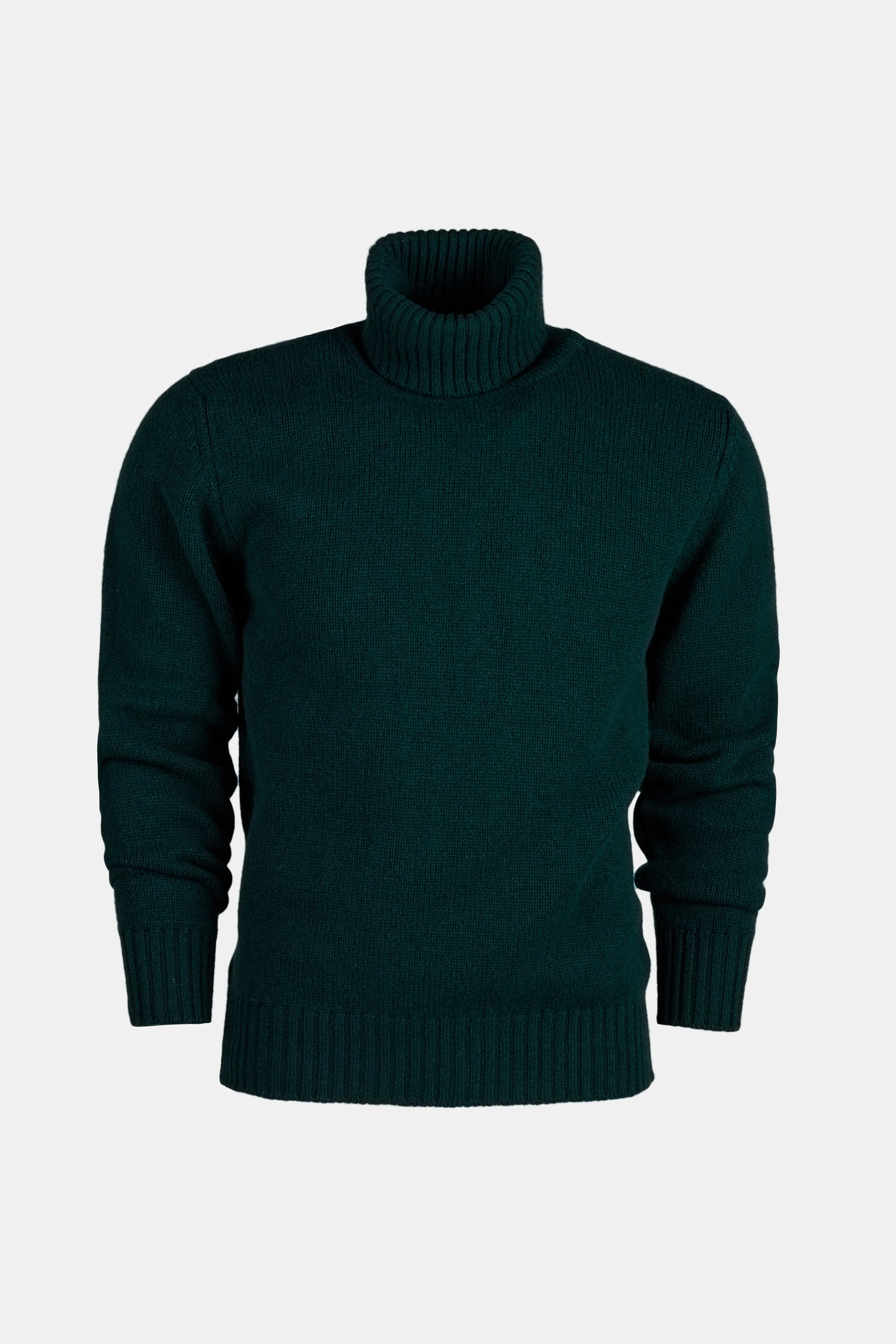 Men's Lambswool Roll Neck Jumper - Bottle Green