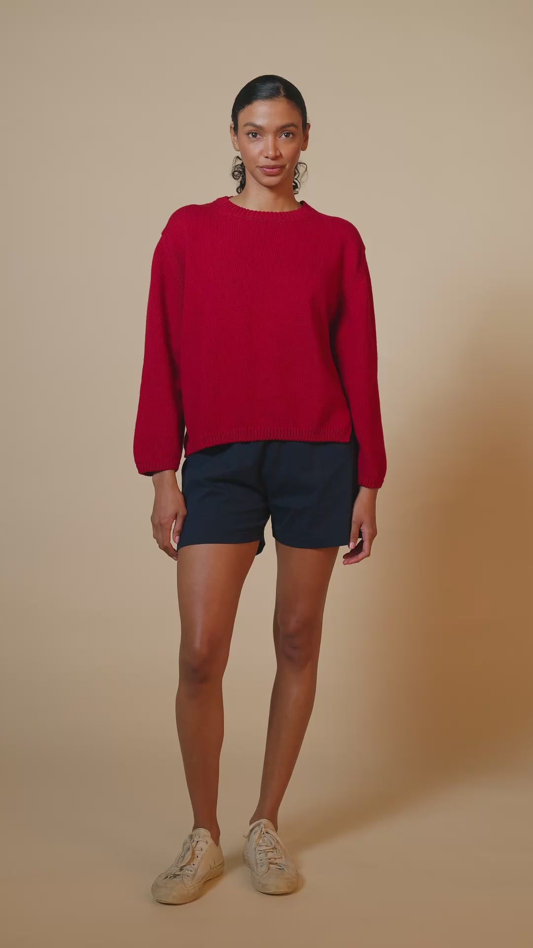 WOMENS COTTON CREW NECK - RED