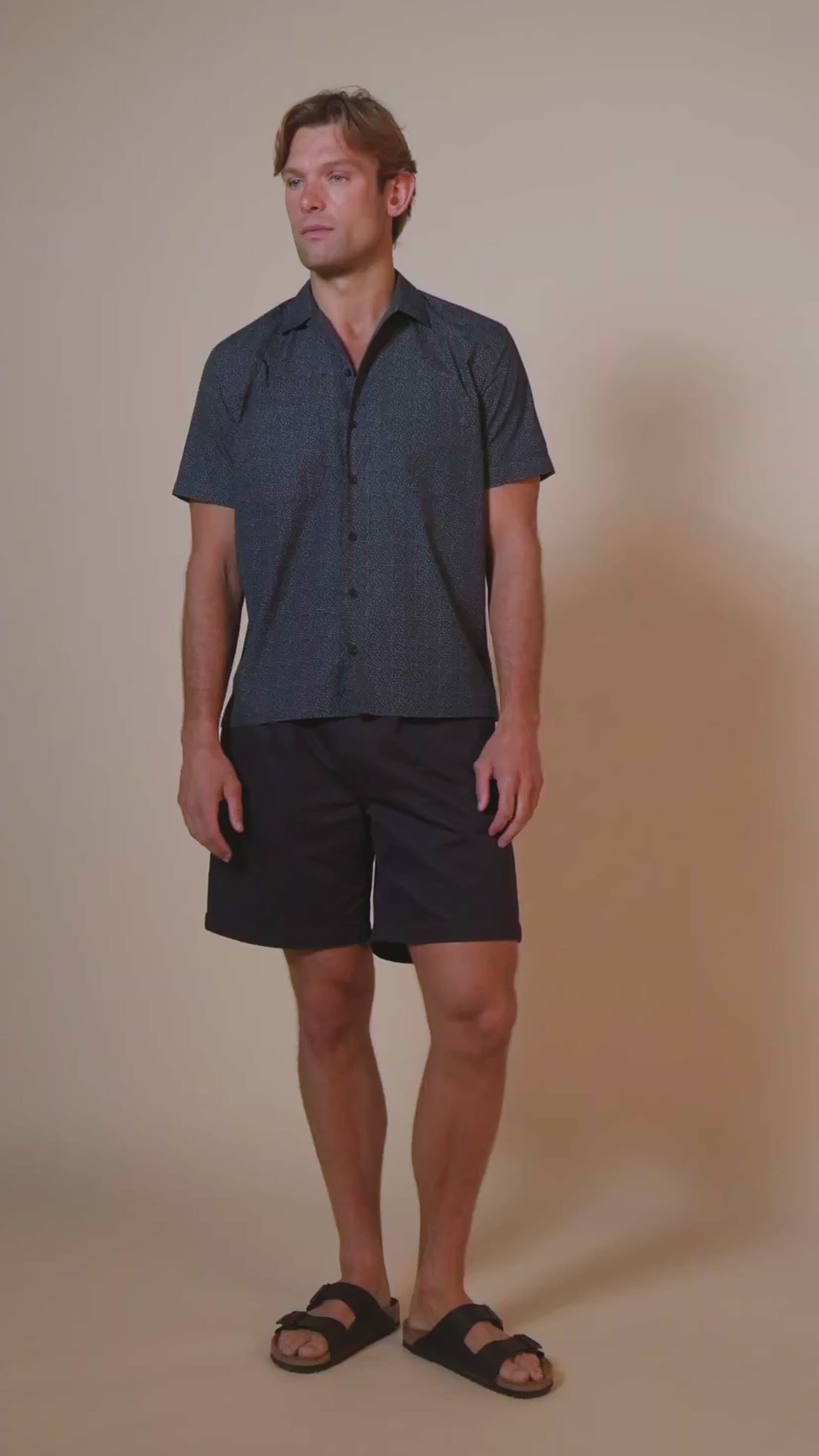 MARC POLKA DOT SHORT SLEEVE BOWLING SHIRT - NAVY