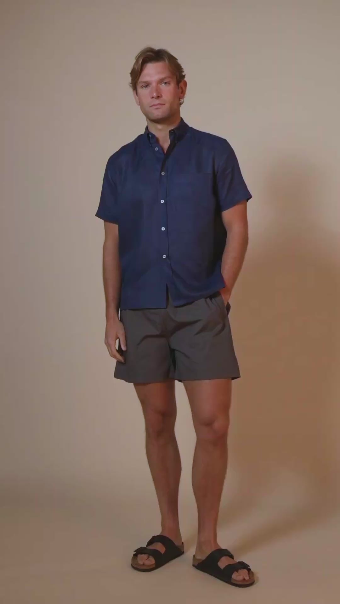 RALPH SHORT SLEEVE BUTTON DOWN COLLAR SHIRT - NAVY