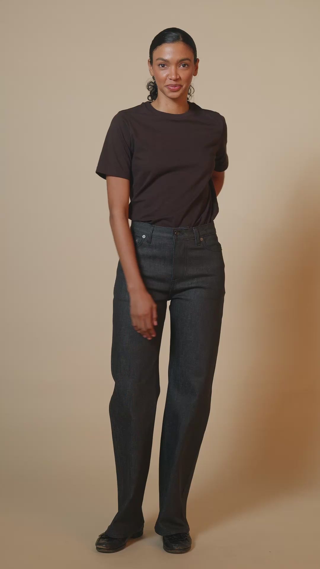 Women's Wide Leg High Rise Denim Jeans - Black